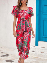 Jumpsuit Leaf Printed Ruffled